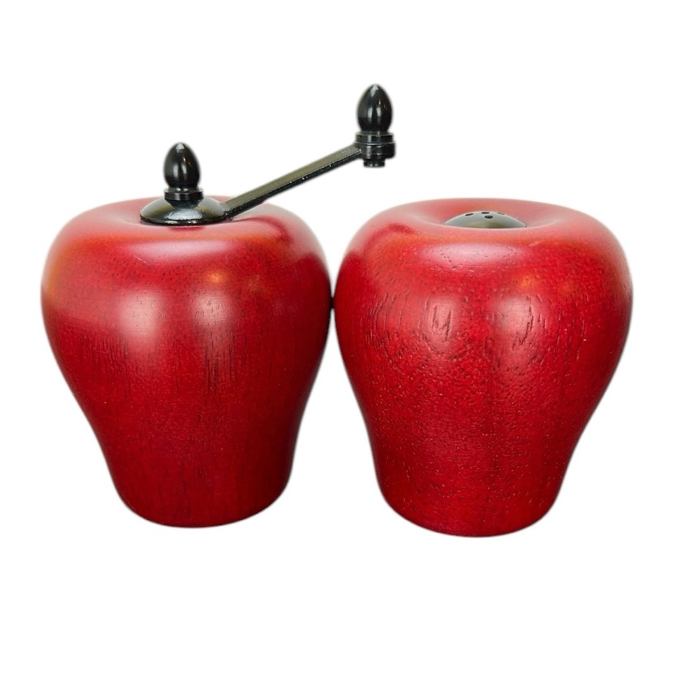 Cooks Club Wooden Red‎ Apples Salt Shaker and Pepper Grinder